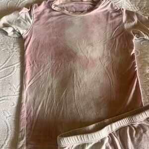 Kickee Pants Pink and White Tie-Dye Kids Pajama Set size 5